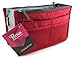 Periea Chelsy Purse Organizer Insert with Handles & 13 Pockets - 3 Sizes (Red, Large)