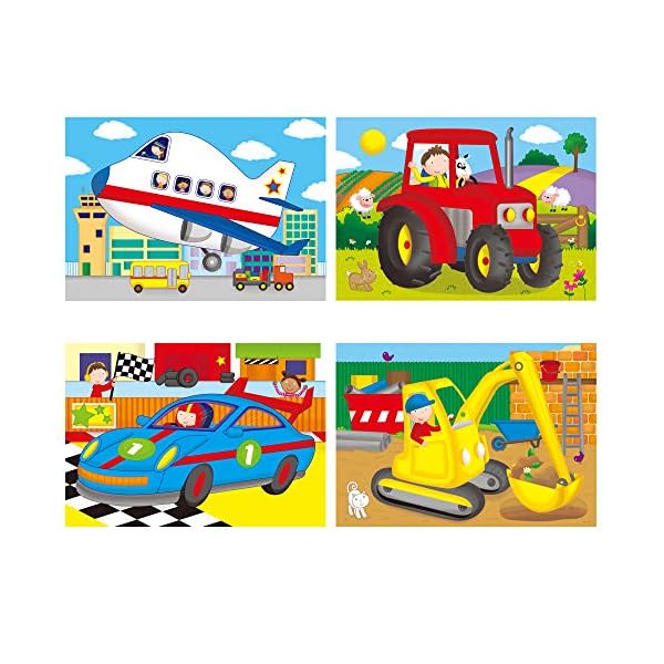 Galt-Toys-4-Puzzles-in-a-Box-Vehicles-Jigsaw-Puzzle-for-Kids-Ages-18-Months-Plus Galt Toys, 4 Puzzles in a Box - Vehicles, Jigsaw Puzzle for Kids, Ages 3 Years Plus