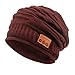 Pococina Unisex Soft Knit Smart Bluetooth Headset Beanie Hat Speakerphone Cap (Wine Red)