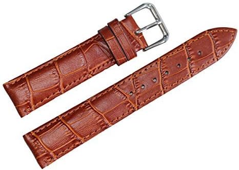 Women's 12mm Light Brown Genuine Leather Watch Band Replacement Alligator Grain Standard 6.89inch Length