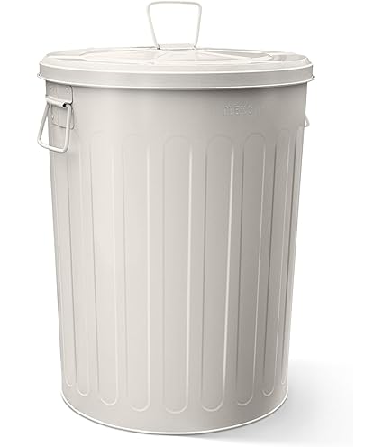 Amazon.com: KCHEX 預鍍鋅鋼垃圾桶- 圓形20 加侖灰色附蓋戶外