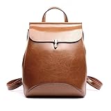 Zicac Women's Leather Backpack Casual Daypack (Brown)