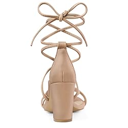 Allegra K Women's Strappy Lace Up Chunky Heeled