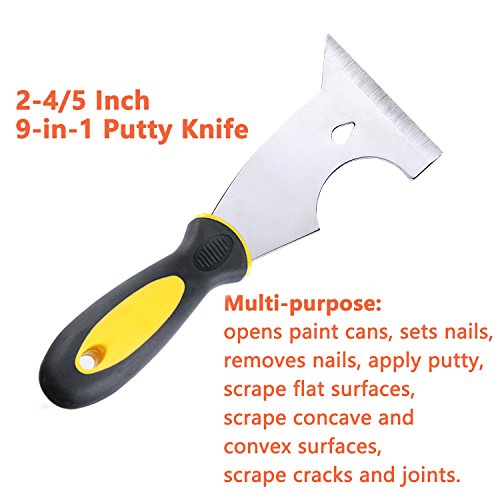 Unime 4 PCS Stainless Steel Putty Knife and Scrapper Set, Includes 1-1/2 Inch Stiff Putty Knife, 2-4/5 Inch 9-in-1 Putty Knife, 4 Inch Flexible Steel Taping Knife, 6 Inch Drywall Taping Knife - Thumbnail 3