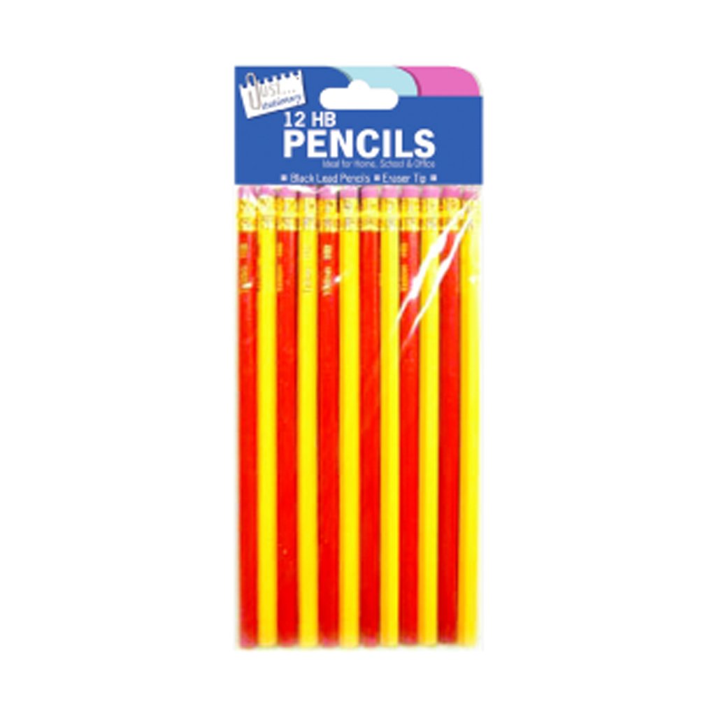 Just Stationery 5019/96 HB Pencil with Eraser, Pack of 12
