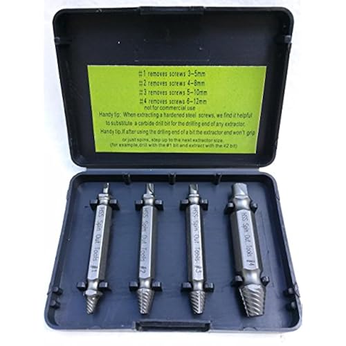 Spin Out Tools 4-Piece Dual Tip HSS Damaged Screw Extractor Set with Case Tools & Home Improvement, Power & Hand Tools, Power Tool Parts & Accessories, Power Fastening Tool Parts & Accessories, Screwdriver Bit Sets