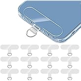 FDKYOEK 12 PCS Phone Tether Tabs, T-Shaped Universal Phone Lanyard Tabs, Clear Tether Tab for Cell Phones, PVC Transparent Lanyard Patches Compatible with iPhone Case Smartphone Cases, Non Adhesive