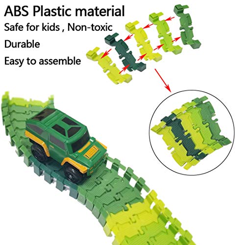 image for TAZHAI Dinosaur Toys 192Pcs Race Car Flexible Track, Create A Road Fle