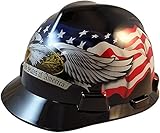 MSA V-Gard Cap Style Patriotic Hard Hat American Pride Eagle cap style hard hats - One Touch Suspension