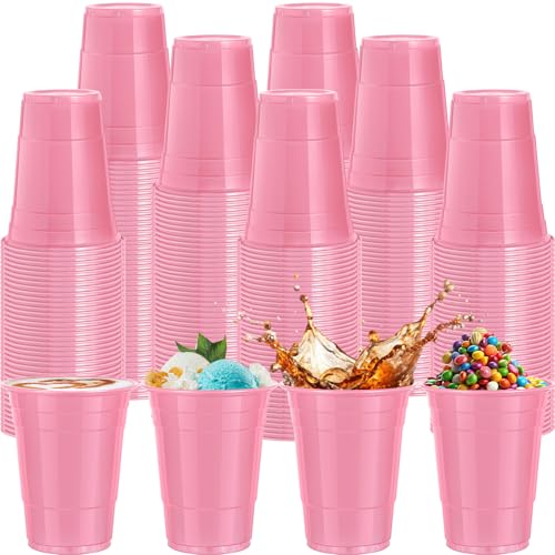 16 oz pink plastic disposable cups