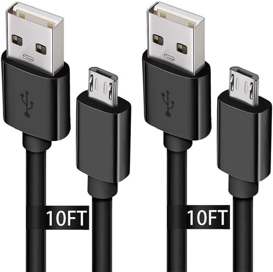 Micro USB Cable Durable Android Charger Cable, Fast Micro USB Charging Cable [2 Pack 3m/10ft] Micro USB Charger Cable for Samsung Galaxy S6 S7 Edge,LG,HTC,Huawei,Tablet,Kindle,PS4,Sony and more(Black)