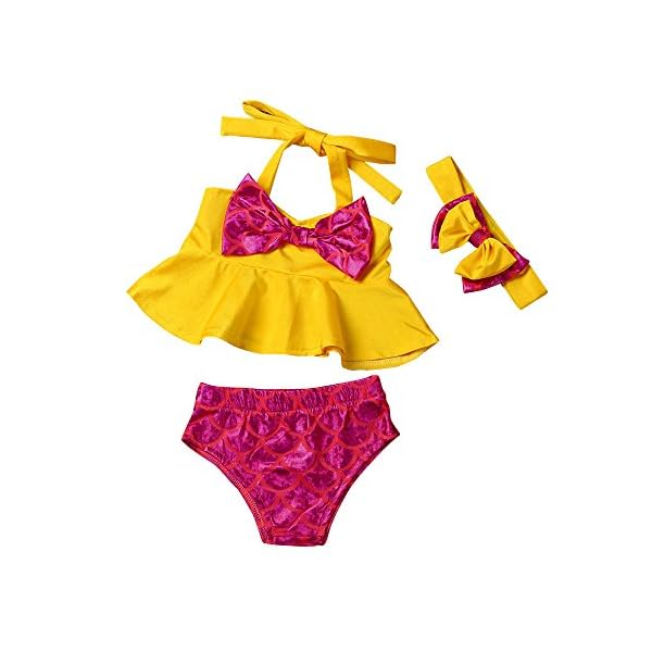 Baby-Girl-Swimwear-Bikini-SuitElaco-Kids-Top-Briefs-Headband-3PCS-Set-Swimsuit