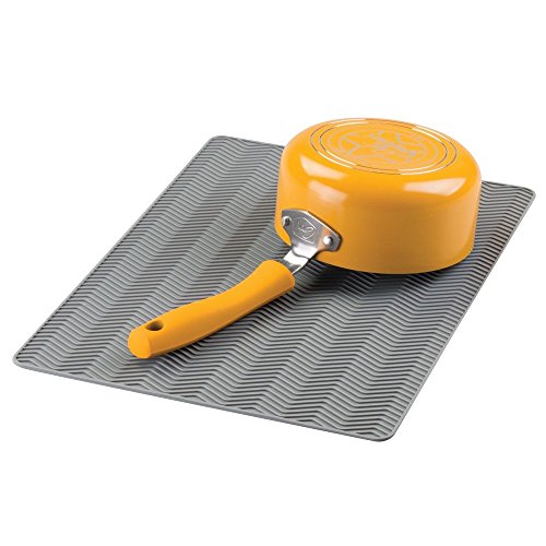 InterDesign Chevron Silicone Heat Resistant Kitchen Countertop Dish Drying Mat - Large, Gray