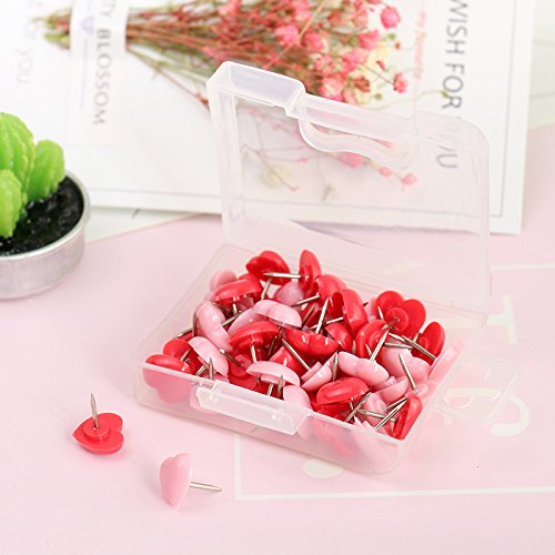 Heart shape 50pcs Plastic Quality Cork Board Safety Colored Push Pins Thumbtack Office School Accessories Supplies - Thumbnail 3