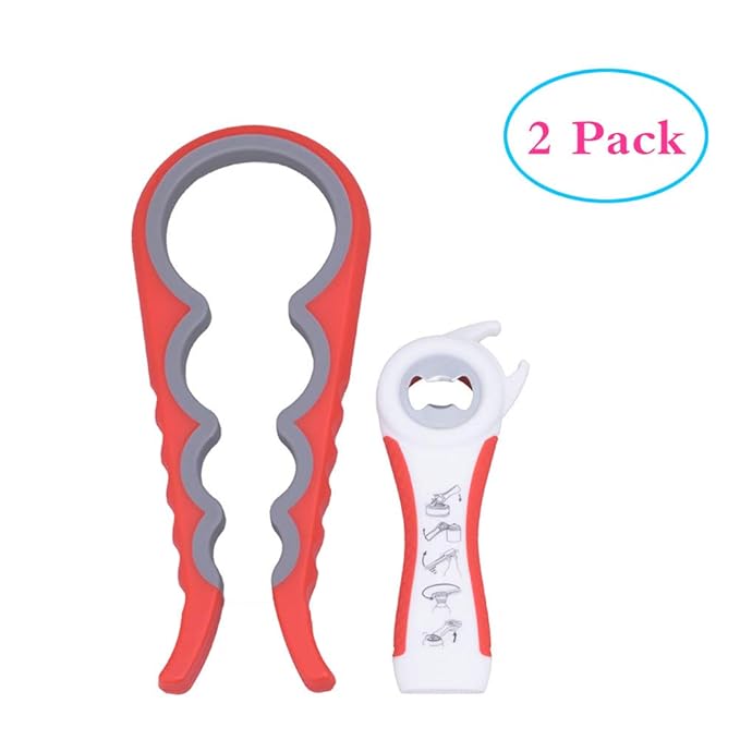 2 Pack Jar Opener 5 in 1 and 4 in 1 Bottle Opener Twist