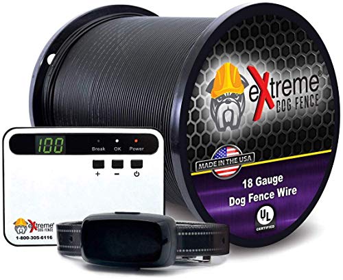 Basics Rechargeable Electric Dog Fence – Upgraded 18 Gauge Boundary Wire – 2 Dog Kit with 1500′ of Boundary Wire (Up to 2 Acres)