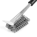 TuTuShop BBQ Grill Brush Grill Cleaning Brush For Charcoal Infrared Or Gas Grill 3 In1 Bristle Free Barbecue Brush And Scraper Great Grilling Accessories Gift For Grill Lovers