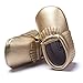 Romirus Infant Baby Moccasins Soft Sole Anti-Slip Tassels Prewalker Toddler Shoes (M: 6-12 months, Golden)