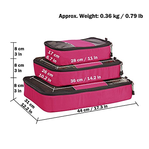 Hynes Eagle Travel Packing Cubes pieces Value Set Fuschia