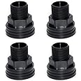 PVC Bulkhead Fitting Double Threaded Bulkhead Water Tank Connector for Rain Barrels, Aquariums, Water Tanks, Tubs, Pools, Spigot, Black, 3/4 Inch Male 1/2 Inch Female (4 Pieces)