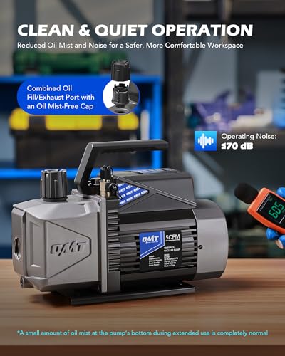 Orion Motor Tech - Bomba de vacío A2L de 2 etapas, 8.5 m³/h (5 cfm) 1/2 hp, bomba de vacío a prueba de encendido sin chispas de dos etapas para R1234yf R32 R134a R22 R410A con vacío final de 1.5