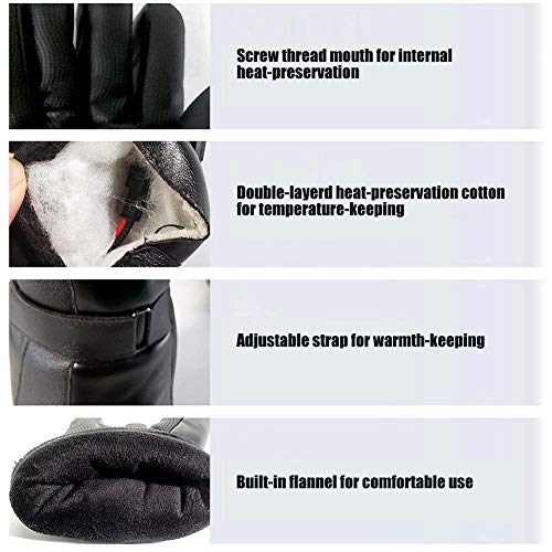 Heated Gloves, 7.4V 4000mAh Rechargeable Battery Heated Leather Gloves for Men Women Waterproof,Fast and Long Time Heating Thermal Gloves Electric Gloves for Motorcycle Skiing Cycling Riding Gloves - Thumbnail 5