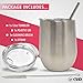 CSBD Stemless Wine Tumbler with Lid and Reusable Straw, 12 ounce, Insulated Stainless Steel Double Walled Drink Cup, Includes Cleaning Brush (Silver, 1 Pack)