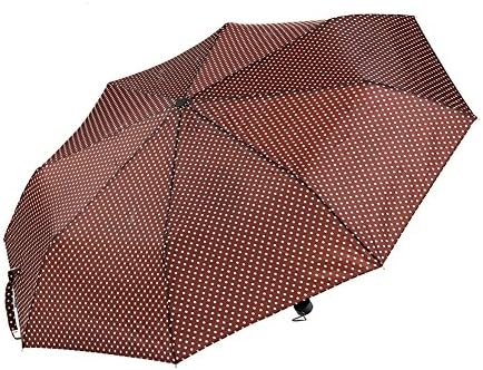 Ayygift Fashion Travel Folding Parasol Polka Dot Rain Sun Umbrella (brown)