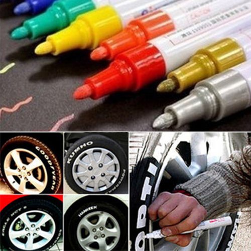 yanbirdfx 12 Colors Waterproof Car Tyre Tire Tread Rubber Metal Permanent Paint Marker Pen White