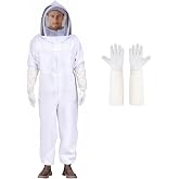 KAGZ Professional Bee Suit with Sting Proof Gloves for Men Women, Beekeeping Beekeeper Suit Bee Costume with Ventilated Hood L(No Cap)