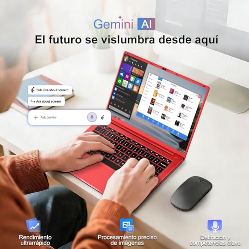 Laptop 14 Inch Celeron N5095 Upto 2.9 GHz Laptops 8GB RAM 256GB SSD TF 1TB LPDDR4 Win11 5G WiFi 1920*1080 FHD Mini HDMl Laptop Protective Film Spanish – Red Metallic Body59