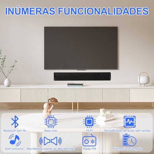 Caixa Home Theater para Parede com Controle Remoto, Barra de Som BS-41 para TV, Soundbar Home Theater Caixa, Bluetooth Soundbar, Bluetooth 5.0