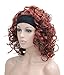 Kalyss 3/4 Half Wig Women's Short Ful Curly Premium Synthetic Hair Wig with Black Headband (Fox Red)