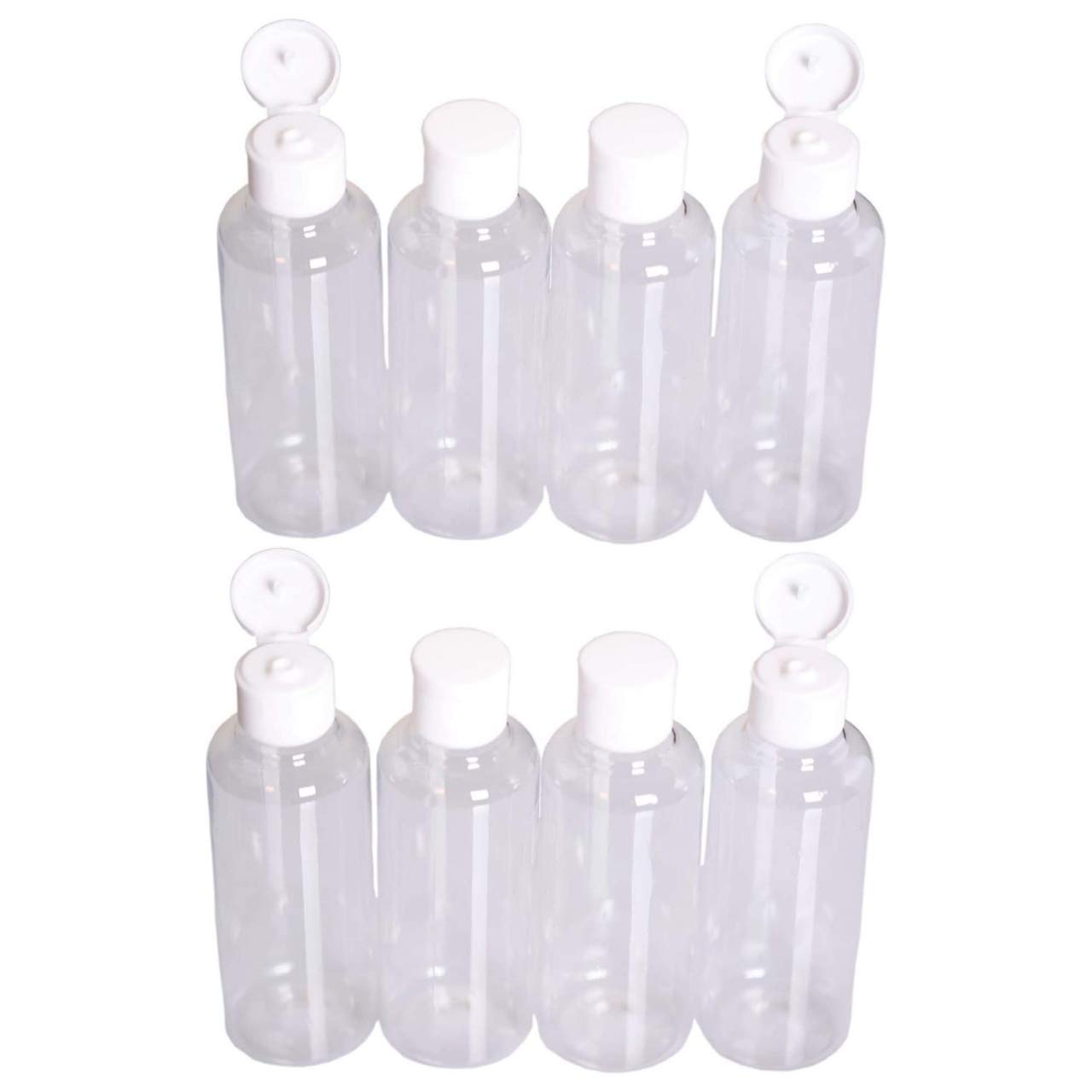 Travel Bottles GENERISE 100ml Plastic Bottles - x8 Plastic Bottles with Lids, Ideal for Decanting Shampoos, Sun Creams, Gels etc