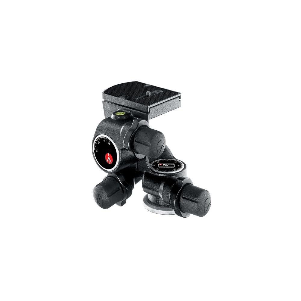 Manfrotto 410 Junior Geared Head with Release Plate and Micrometric Knobs, Aluminium Body, for DSLR, Compact System Camera, Mirrorless, Black