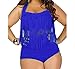 Papaya Wear Women's Retro High Waist Braided Fringe Top Bikini Swimwear Plus Size,Dark Blue ,US 3XL