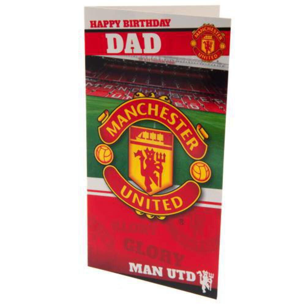 Happy Birthday Dad Card, Manchester United Dad Birthday Card, Man U Dad Birthday Card, Manchester United FC Birthday Card Dad, Man U Football Club Bithday Card For Dad, Multi-coloured, 9 x 5