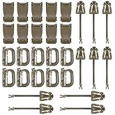 BOOSTEADY 36PCS Attachments for Tactical Backpack Vest Belt,D-Ring Grimloc Locking Gear Clip, Web Dominator Elastic Strings, Strap Management Tool Buckle,Hydration Tube Clips,Key Ring,MOLLE Bag