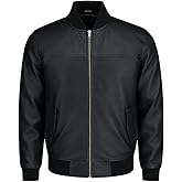 TLC Varsity Bomber Jacket Men | Ribbed Style Sleek Black Leather Bomber Jacket Men