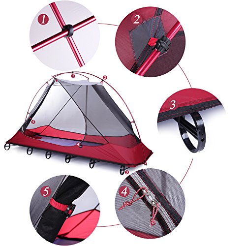 OUTAD Off Ground Backpacking Tent Cot, Ultralight Camping Hiking Alpine Tent Cot, Weight: 5.84lb(2.65kg) - 4 Seasons - Thumbnail 2