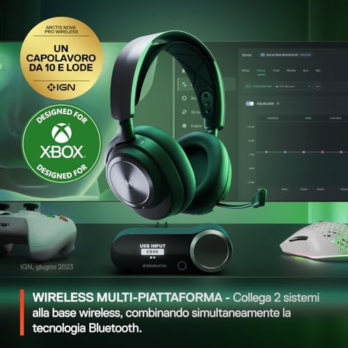 Arctis Nova Pro X - Cuffie da gaming wireless multi-sistema per Xbox - Driver magnetici al neodimio - Cancellazione attiva del rumore- Infinity Power System- Xbox, PC, PS5, Switch, Mobile