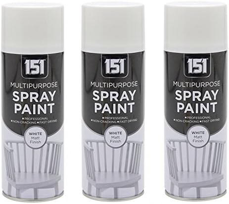 151 3x 400ml Multi Purpose Spray Paint Aerosol Matt White Wood Metal Brick