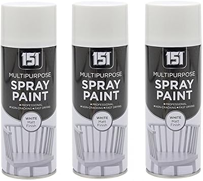 151 3x 400ml Multi Purpose Spray Paint Aerosol Matt White Wood Metal Brick