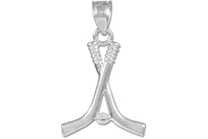 CLADDAGH GOLD 925 Sterling Silver Ice Hockey Sticks and Puck Winter Sports Charm Pendant