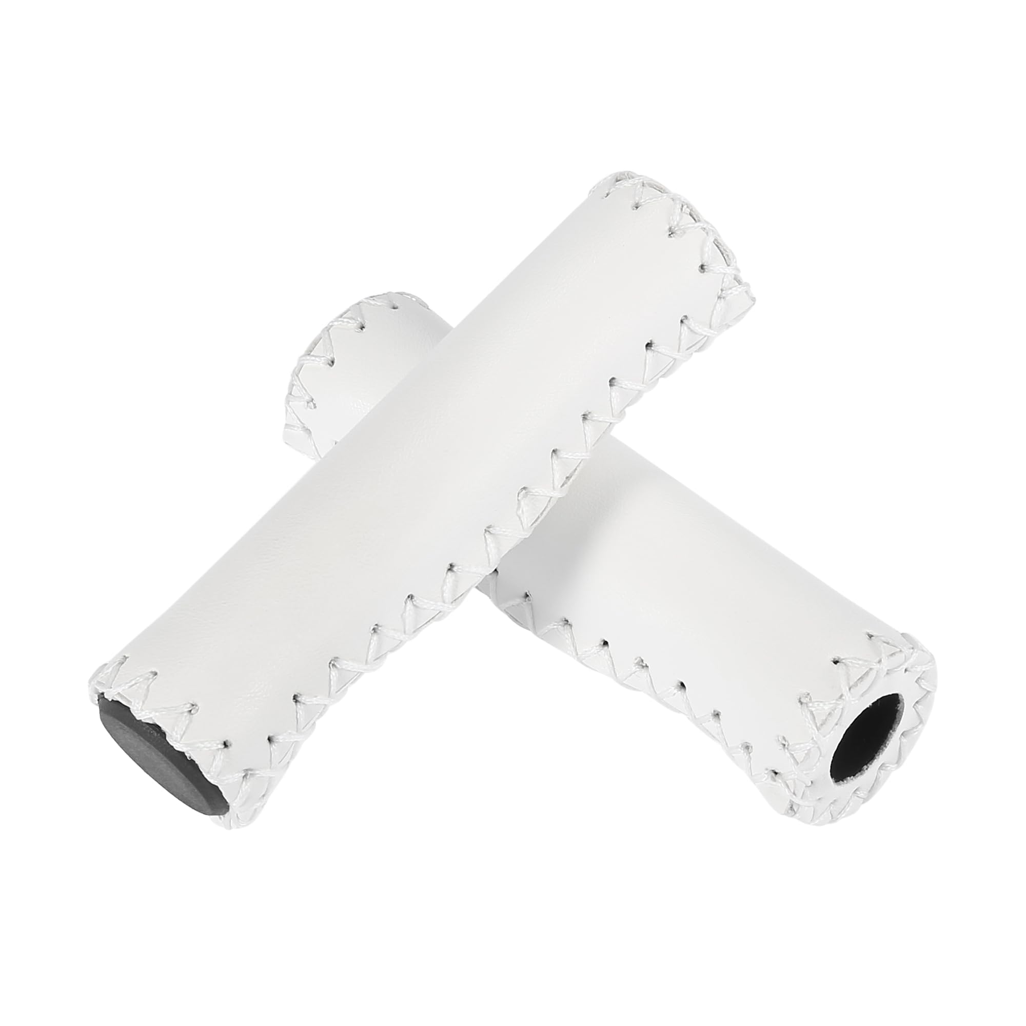 X AUTOHAUX 1 Pair Faux Leather Retro Handlebar Grips Cover for Bike White