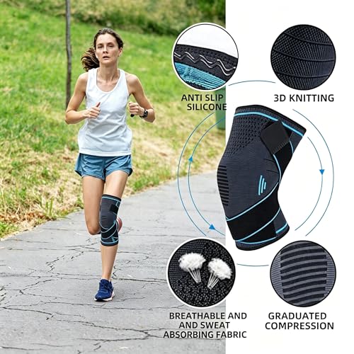 NTRH Knee Brace for Arthritis ACL and Meniscus Tear Adjustable Knee Sleeves for Sports Knee Support for Men and Women