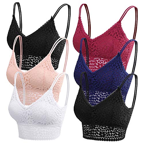 thumbnail image 2 of 3 Pack Women's Lace Crop Cami Bralettes - Removable Padded Seamless Sports Bras 2 of 10