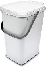 Addis 519227 18 Litre Kitchen Recycling Bin with Clip Lock Lid White Grey
