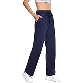 Auriviz High Waisted Sweat Pants Drawstring Womens Sweatpants Slant Side Pockets Straight Leg Pants 29’’ Inseam
