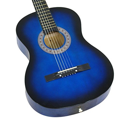 38" BLUE Acoustic Starter Guitar (7/8 Size) & DirectlyCheap(TM) Translucent Blue Medium Guitar Pick
